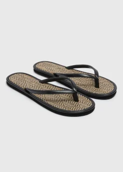 Black Raffia Flip Flops