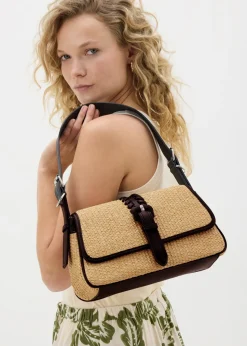 Black Raffia Shoulder Bag