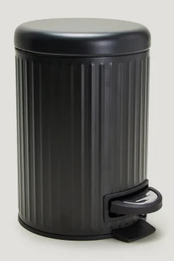 Black Ridged Pedal Bin (26cm x 17cm)