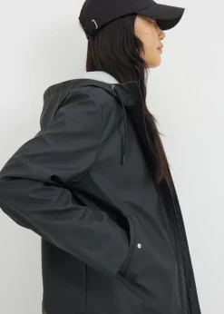Black Short Rubberised Parka Jacket