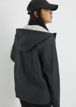 Black Short Rubberised Parka Jacket