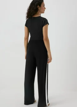 Black Side Stripe Wide Leg Trousers