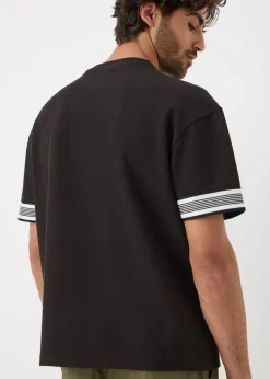 Black Smart Stripe Arm Co Ord  T-Shirt