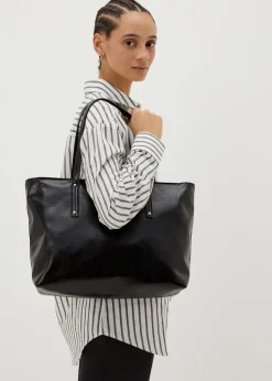 Black Soft PU Tote Bag