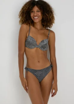 Black Spot Print Twist Bikini Bottoms