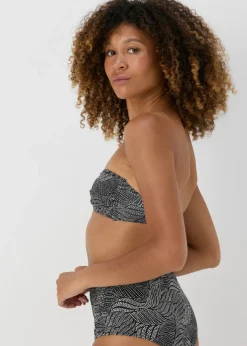 Black Spot Print Twist Bikini Top