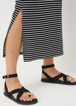 Black Stripe Jersey Maxi Skirt