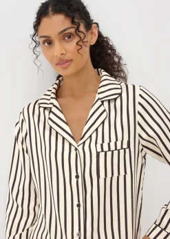 Black Stripe Satin Pyjama Set