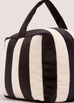 Black Stripe Velvet Door Stop Cube
