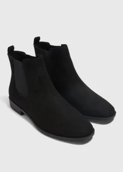 Black Suede Look Chelsea Boots