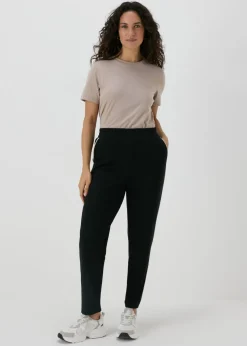 Black Tapered Side Pipe Detail Jogging Bottoms