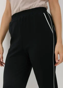 Black Tapered Side Pipe Detail Jogging Bottoms