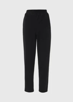 Black Tapered Side Pipe Detail Jogging Bottoms