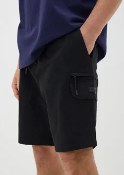Black Tech Cargo Shorts
