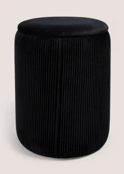 Black Velvet Storage Pouffe (33cm x 33cm x 40cm)