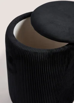 Black Velvet Storage Pouffe (33cm x 33cm x 40cm)