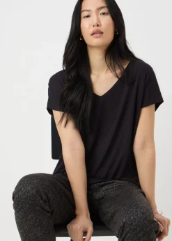Black V-Neck Relaxed Fit T-Shirt