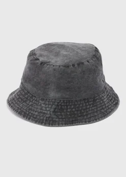 Black Washed Bucket Hat