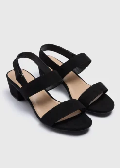 Black Wide Fit Suede Block Heels