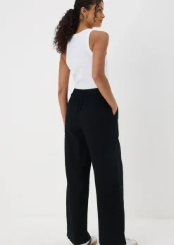 Black Wide Leg Linen Trousers