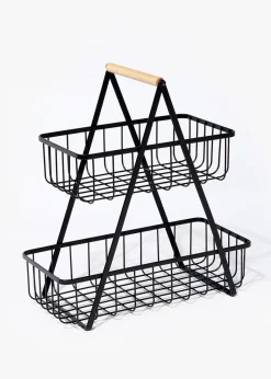 Black Wire Two Tier Storage Basket