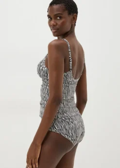 Black Zebra Print Shapewear Tankini Top