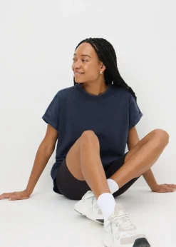 Blue Acid Wash Longline T-Shirt