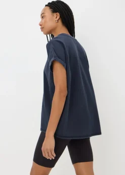 Blue Acid Wash Longline T-Shirt