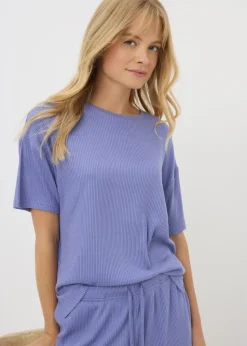 Blue Brushed Waffle Pyjama Set