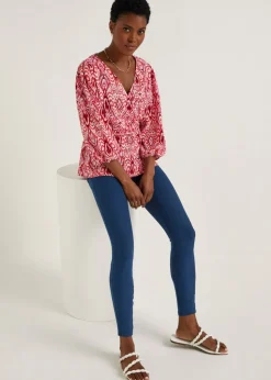 Blue Denim Look Ankle Length Leggings