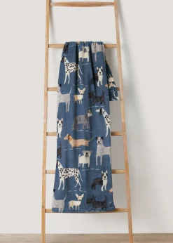 Blue Dog Print Throw