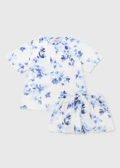 Blue Floral Shorts Pyjama Set