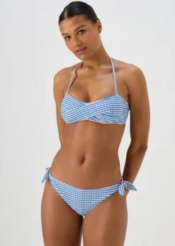Blue Geo Print Twist Bottoms