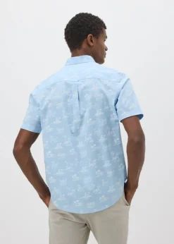 Blue Island Print Short Sleeve Shirt