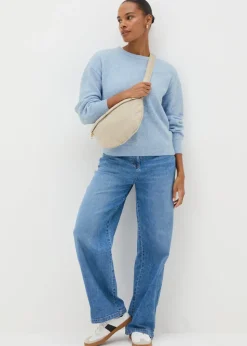 Blue Knitted Crew Neck Jumper