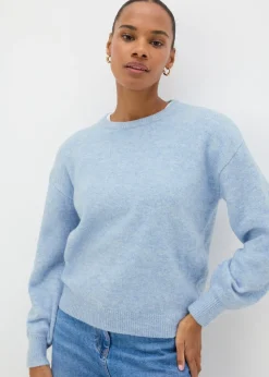 Blue Knitted Crew Neck Jumper