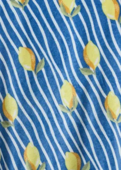 Blue Lemon Printed Throw