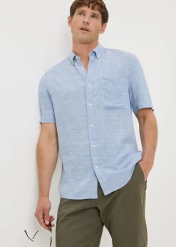 Blue Linen Blend Dye Shirt