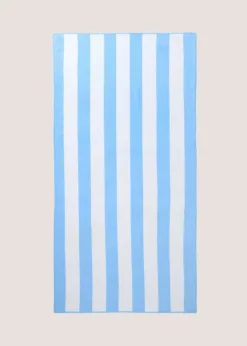 Blue Microfibre Stripe Beach Towel