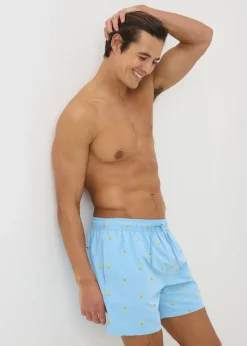 Blue Pineapple Embroidered Swim Shorts