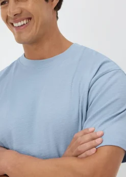 Blue Plain Slub T-Shirt