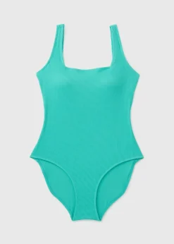 Blue Ribbed Swimsuit