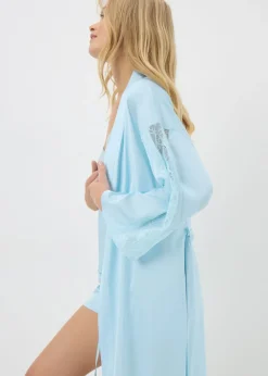 Blue Satin Dressing Gown