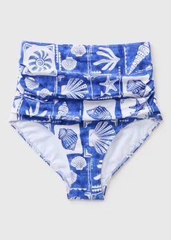 Blue Shell Tile Shapewear Bikini Bottoms