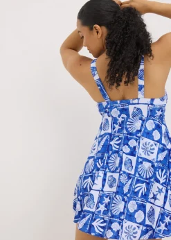 Blue Shell Tile Swim Dress