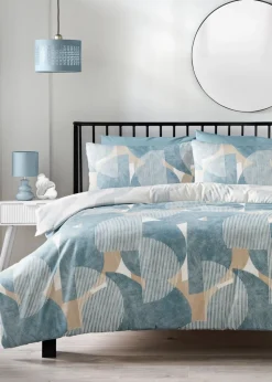 Blue Textured Geometric Duvet Set