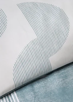 Blue Textured Geometric Duvet Set