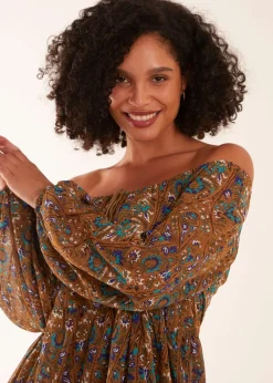 Blue Vanilla Bardot Neck Mini Trapeze Dress