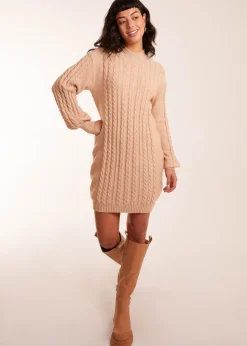 Blue Vanilla Beige Cable Knit Dress