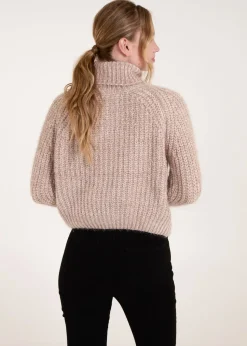 Blue Vanilla Beige Chenille Roll Neck Knit Jumper